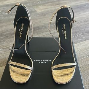 Saint Laurent Metallic Gold Sandals Size 7